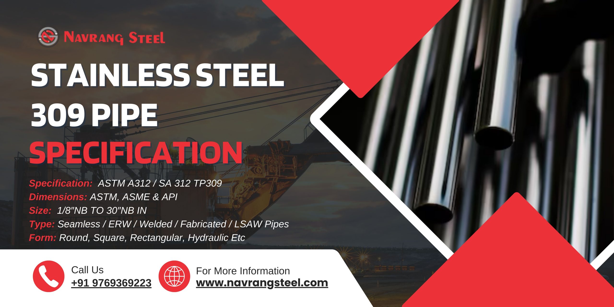 Specification of Stainless Steel 309 Pipes